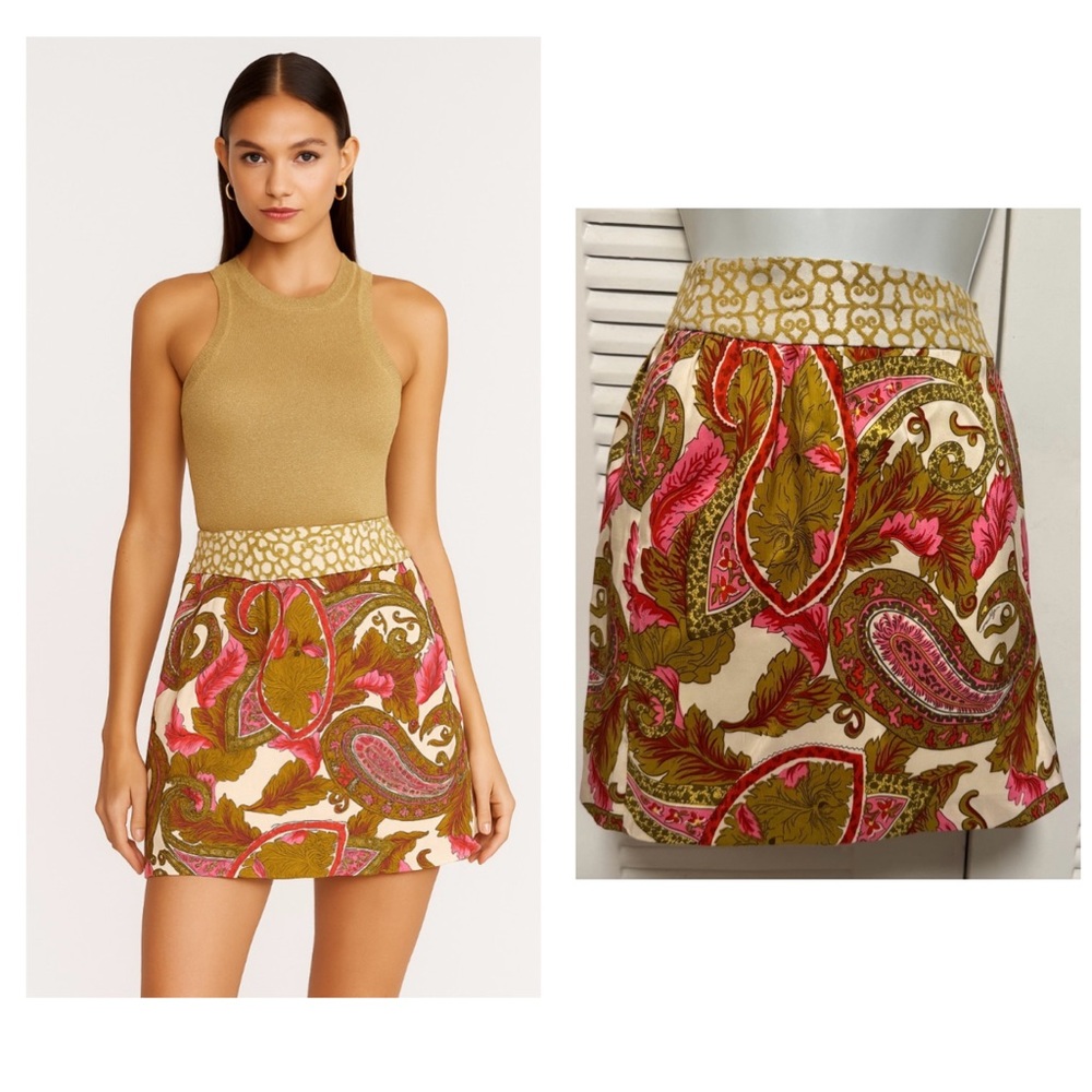 NEW Vintage Milly New York Silk Paisley Print Skirt Size 6